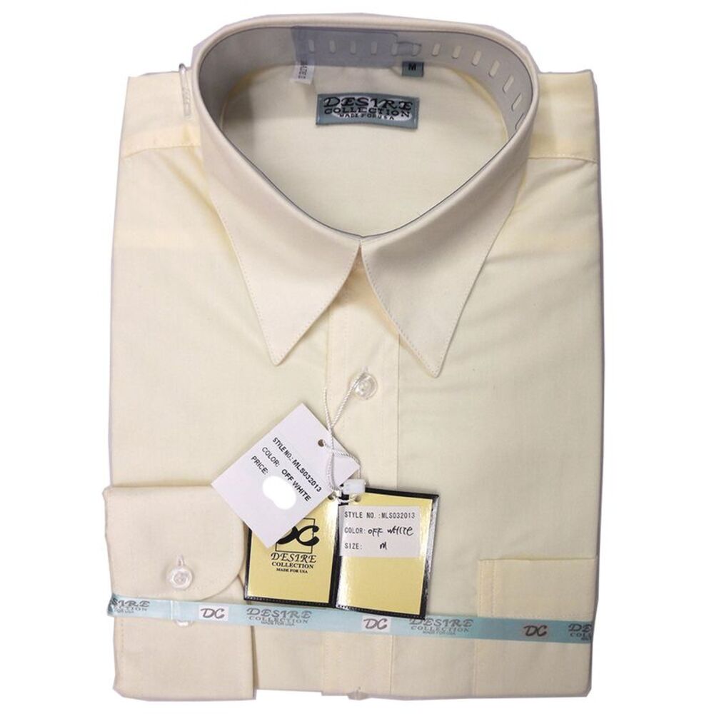 Desire Collection Men's Long Sleeve Classic Fit Pocket Dress Shirt Off White